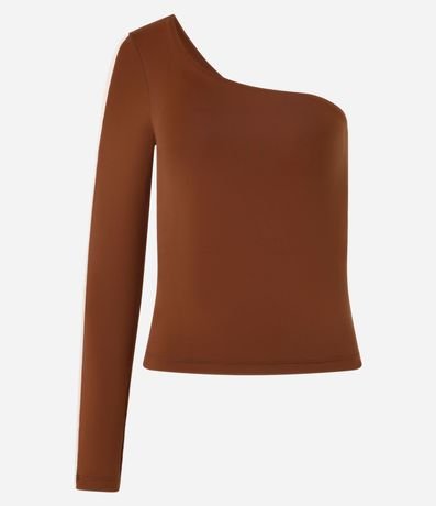 Blusa Hombro Único en Microfibra con Recorte Contrastante en la Manga 6