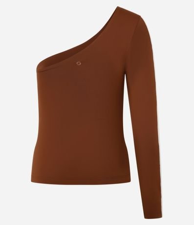 Blusa Hombro Único en Microfibra con Recorte Contrastante en la Manga 8