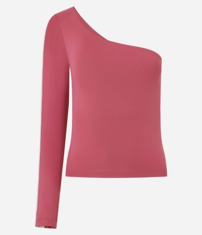 Blusa Hombro Único en Microfibra con Recorte Contrastante en la Manga 5