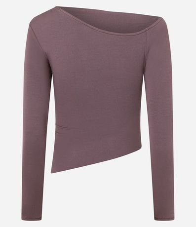 Blusa con Escote Asimétrico Detalle Drapeado en la Sisa y Manga Larga 2