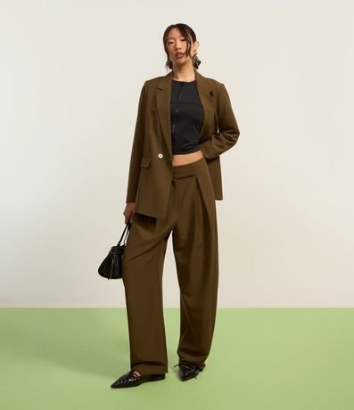 Pantalón Barrel en Sastrería con Cierre Deslocado y Pliegues 5