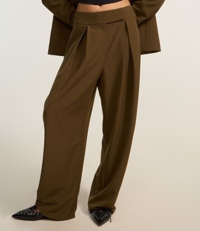 Pantalón Barrel en Sastrería con Cierre Deslocado y Pliegues 3