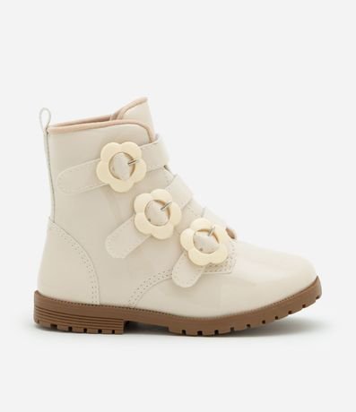 Bota Coturno Infantil con Hebillas Flores - Talle 20 a 27 5