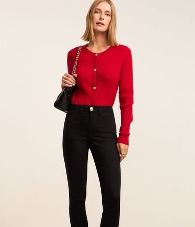 Pantalón Skinny en Sarga con Elastano y Cintura Alta 2
