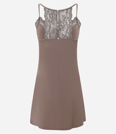 Camisón Corta en Microfibra con Encaje en la Espalda 5