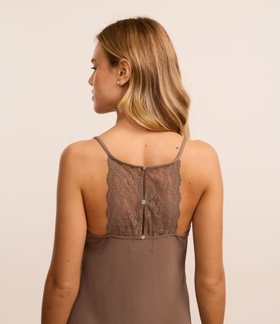 Camisón Corta en Microfibra con Encaje en la Espalda 2