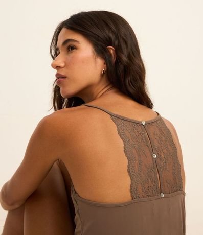 Camisón Corta en Microfibra con Encaje en la Espalda 3