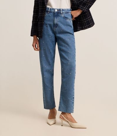 Pantalón Mom Jeans con Brillos Aplicados 4