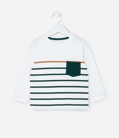 Remera Infantil con Bolsillo y Estampa de Rayas - Talle 1 a 6 años