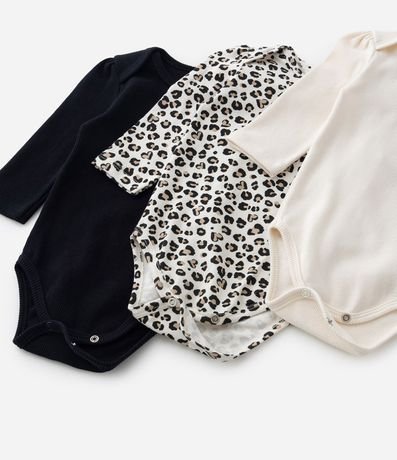 Kit 03 Bodies Infantiles con Estampa Leopardo - Talle RN a 18 meses 7