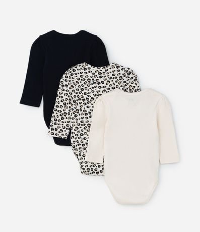 Kit 03 Bodies Infantiles con Estampa Leopardo - Talle RN a 18 meses 2