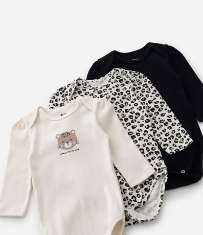 Kit 03 Bodies Infantiles con Estampa Leopardo - Talle RN a 18 meses 3