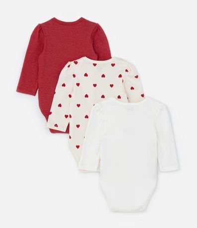 Kit 03 Bodies con Estampa Corazón y Cerezas - Talle RN a 18 meses 2