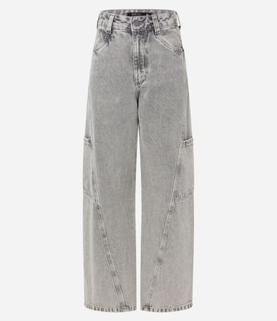 Pantalón Wide Leg en Jeans con Recorte Transversal y Bolsillo Incorporado Cargo 6