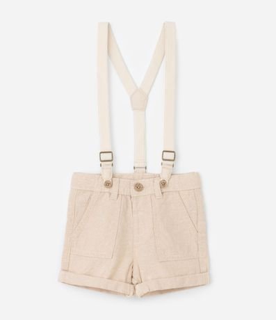 Bermuda Infantil en Lino con Suspensório - Talle 0 a 18 Meses