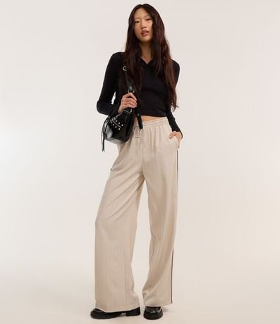 Pantalón Recto Sastrería con Riscas de Giz y Contraste Lateral 2