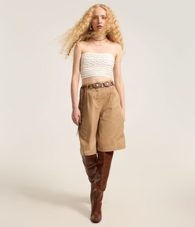 Blusa Cropped Sin Breteles con Aplicación de Abalorios 2