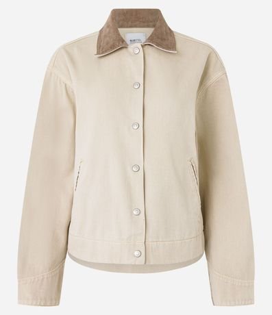 Campera Worker en Sarga con Cuello Contrastante