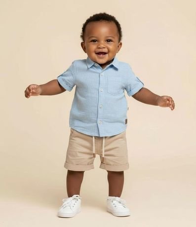 Camisa Infantil en Cambraia con Bolsillo - Talle 0 a 18 Meses
