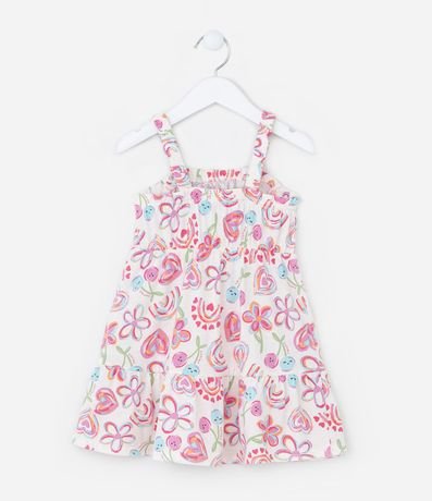 Vestido Infantil con Volados y Estampa Floral - Talle 1 a 6 años 2