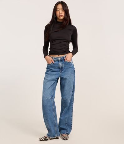 Pantalón Baggy en Jeans con Recortes en la Bajo 2