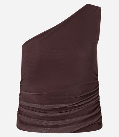 Blusa en Tule con Um hombro Único y Fleco 5