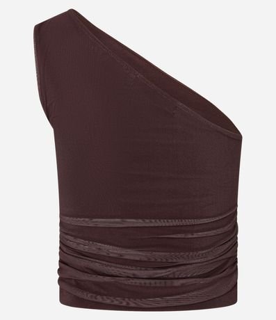 Blusa en Tule con Um hombro Único y Fleco 6