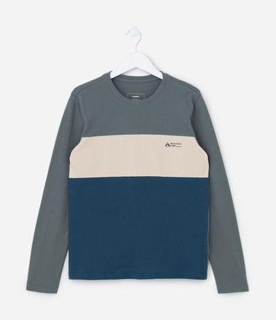 Remera Infantil en Malla Piquet con Blocos de Cores - Talle 5 a 10 años