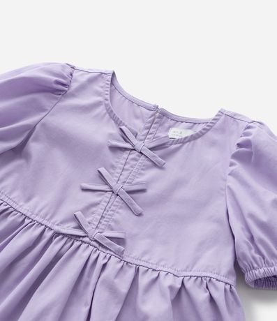 Vestido Infantil en Tricolina con Mangas Abullonadas y Lacitos - Talle 1 a 6 años 6