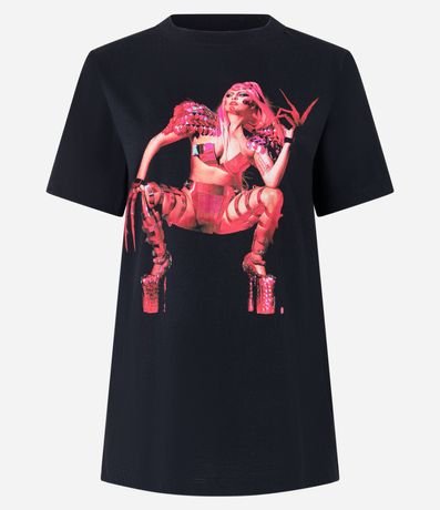 Remera T-shirt en Algodón con Estampa Lady Gaga Frente y Espalda 5