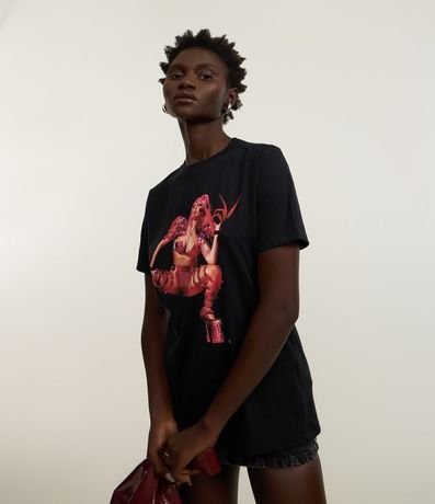 Remera T-shirt en Algodón con Estampa Lady Gaga Frente y Espalda 3