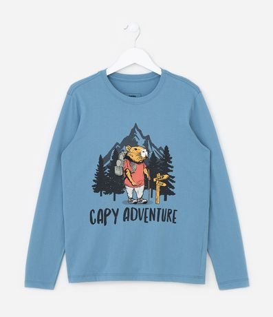 Remera Infantil con Estampa Carpincho Aventurero - Talle 5 a 14 años