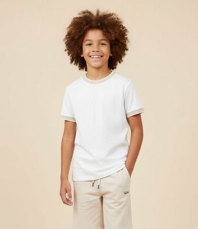 Remera Infantil Texturizada con Viés Contrastantes - 5 a 14 años