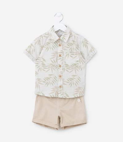 Conjunto Infantil en Algodón con Estampa de Follajes - Talle 1 a 6 años