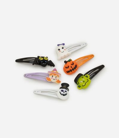 Kit 06 Pinzas para el Pelo Infantil Estampa Halloween - Talle Único