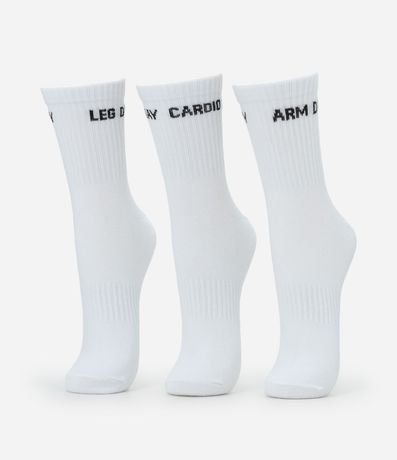 Kit 03 Medias Caña Larga Deportivas en Algodón Canelado con Estampa Dia de Treino 3