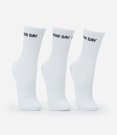 Kit 03 Medias Caña Larga Deportivas en Algodón Canelado con Estampa Dia de Treino 4