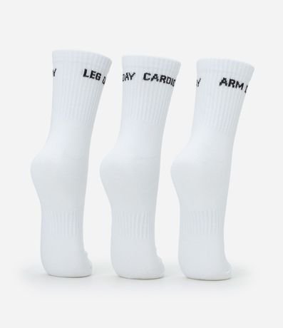 Kit 03 Medias Caña Larga Deportivas en Algodón Canelado con Estampa Dia de Treino