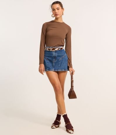 Blusa en Microfibra con Manga Godê y Fruncido 2