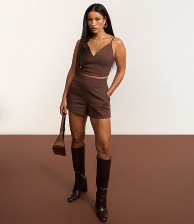 Short en Bengaline con Cremallera Tratorado en la Lateral 5