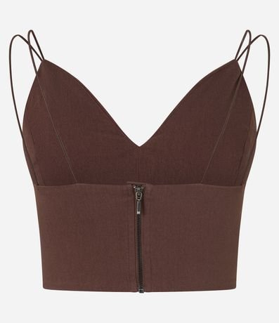 Blusa Cropped Corset en Bengalina con Escote V 8