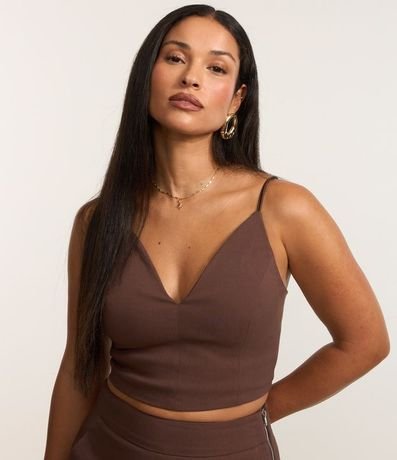 Blusa Cropped Corset en Bengalina con Escote V 3