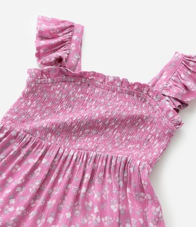 Vestido Infantil en Viscosa con Estampa de Flor y Volados - Talle 1 a 6 años 6