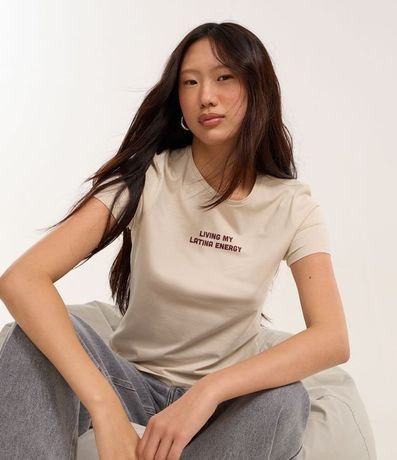 Blusa Baby Look en Algodón con Estampa Living My Latina Energy 1