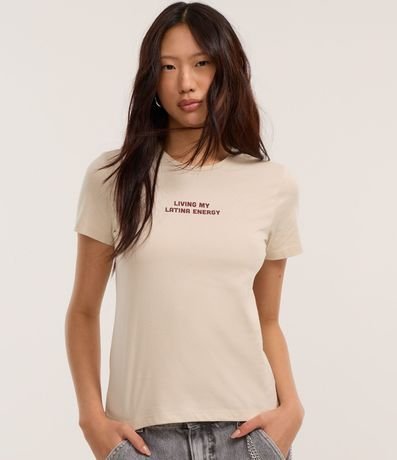 Blusa Baby Look en Algodón con Estampa Living My Latina Energy 3