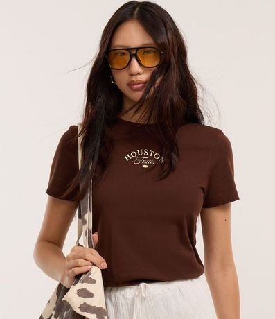 Blusa Baby Look en Algodón con Estampa Houston 3