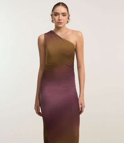 Vestido New Midi en Tule Degradé con Hombro Único 2