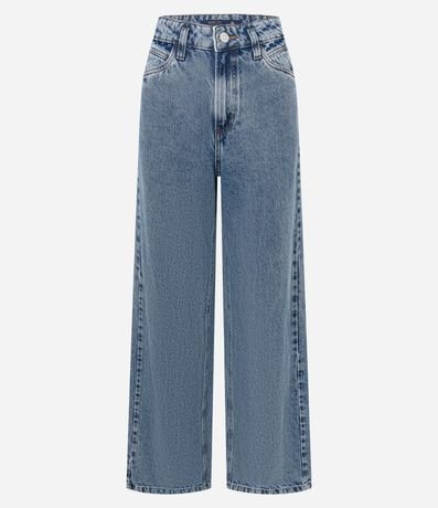 Pantalón Wide Leg en Jeans con Recorte en Canesú