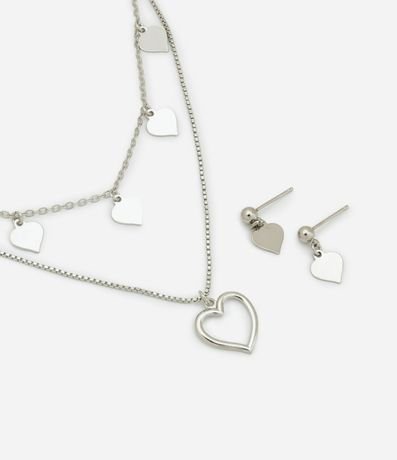 Conjunto de Collar y Caravana Infantil con Colgantes Corazón - Talle único