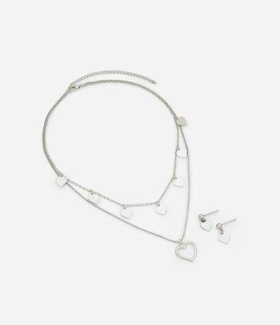 Conjunto de Collar y Caravana Infantil con Colgantes Corazón - Talle único 2